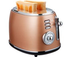 MOA Retro Broodrooster - BPA Vrij - Toaster met 2 Extra Bede Sleuven - 6 Warmteniveaus - 850W - Koper