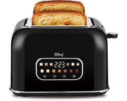 Olvy Broodrooster - 7 Bruiningsniveaus - Timerfunctie - Extra Brede Sleuven - Toaster - LCD Display - Kruimellade - 900W - Ontdooien & Opwarmen - Zwart