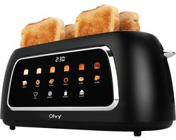Olvy Broodrooster - Lange Sleuven - Timerfunctie - LCD Display - Kruimellade - 6 Bruiningsniveaus - 1500W - Ontdooien & Opwarmen