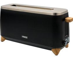 Princess 142361 Broodrooster Pure - 6 bruiningsstanden - 1000W - bamboe - zwart