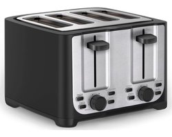 QIN® Tosti Apparaat Broodrooster - Tosti Apparaat - Tosti Broodrooster - Zwart - ‎27cm x 12cm x 19cm