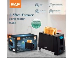 RAF R.263 Broodrooster - 2 Sleuven - 650W - Zwart - Instelbare Bruiningsniveaus