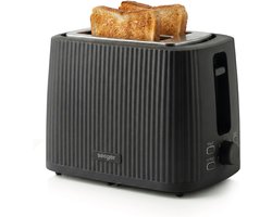 Seeger Broodrooster - Plissé Design - 7 Warmteniveaus - Toaster - 930 Watt - Ontdooifunctie - Compact - Zwart