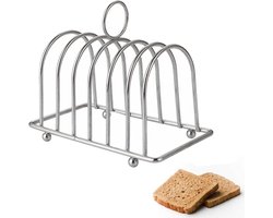 Stainless Steel Toaster Stand met 6 Slots - Broodstandaard voor Koelen en Serveren van Toast - Zilver (14.5 x 8 x 8 cm)