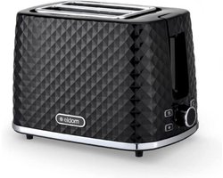 Toaster Broodrooster Retro - Zwart - Model 2024 - Vintage Geroosterd brood Toaster - met Cool Wall, Ontdooi en Opwarmfunctie