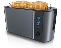 TopChoice® Broodrooster met Tostiklem - Toaster - Toast Machine - Ontdooifunctie - Grijs