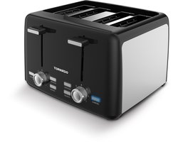 Tornado TTA-5406-GS - Broodrooster - 4 Sleuven - 7 Bruiningsstanden - 1600W - Zwart/Zilver