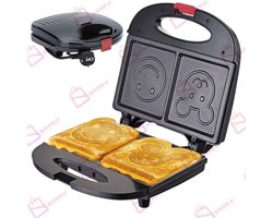 Tosti IJzer Met Smile Vorm – 750W Antiaanbaklaag – Zwart – tosti apparaat – tosti-ijzers – tosti apparaat broodrooster – 72807