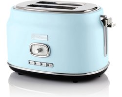 Westinghouse Retro Broodrooster – 2 Sneden – Extra Brede Sleuven – Warmhoudrek – 815W – Blauw