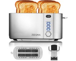 Zeegma Tostee Chef - Broodrooster - 4 Sleuven - LED-display - 1500W - 6 Rooststanden - Ontdooien & Opwarmen - Kruimellade - Automatische Uitschakeling - Hoog Liftmechanisme - Modern Design