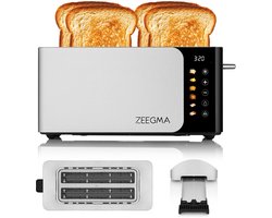 Zeegma Tostee Chef Smart – Broodrooster – 4-sleufs – 1500W – Touchscreen – LED-display – 6 standen – Broodsoortkeuze – Ontdooien/Opwarmen – Hoge lift – Automatische uitschakeling – Roestvrij staal – Elegant & slim design