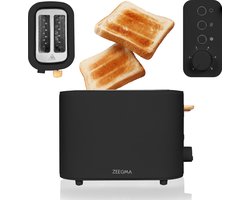 Zeegma Tostee Wood - Multifunctionele broodrooster - 820W - 6 niveaus - 3 standen - Elegant design - Ontdooien & opwarmen - Brede sleuf - Automatisch centreren - Uitneembare kruimellade - Antislipvoetjes - Hittebestendige behuizing - Compact formaat
