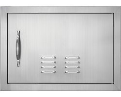 Bbq-Toegangsdeur, 508 X 356 mm, Enkele Buitenkeukendeur,Verzonken Gemonteerd In Roestvrij Staal,Verticale Wandmontage met Handgreep en Ventilatieopeningen voor Bbq Eiland en Grillstation