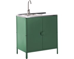 BELIANI VILAMA - Buitenkeukenkast met spoelbak - Groen - Staal