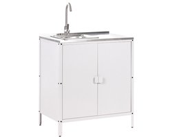 BELIANI VILAMA - Buitenkeukenkast met spoelbak - Wit - Staal