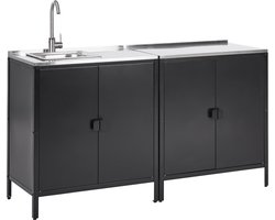 BELIANI VILAMA - Tuin keukenkast - Zwart - 2-delig - RVS