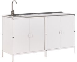 BELIANI VILAMA - Tuin keukenset 2-delig met spoelbak - Wit - RVS