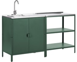 BELIANI VILAMA - Tuin kookeiland met keukenkast 2-delig - Groen - RVS