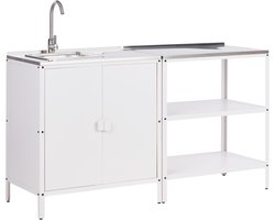 BELIANI VILAMA - Tuin kookeiland met keukenkast 2-delig - Wit - RVS
