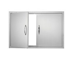 Buitenkeuken Toegangsdeur - Dubbele Inbouwdeur - RVS - Vlak Inbouw - Met Handgrepen - Afmeting 88,9 x 61 cm - Voor BBQ-grilleiland en buitenkast
