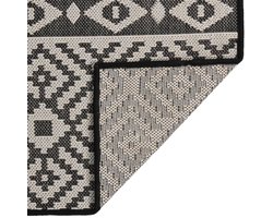 Buitenkleed | Buitentapijt met patroon platgeweven 200x280 cm zwart