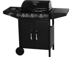 Gas BBQ gasbarbecue barbecue "Festa 4" - 4 branders waarvan 1 zijbrander - 10,5 kW - Zwart