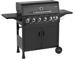 Gasbarbecue – Gas Grill – BBQ Grill – Grillwagen – Buitenkeuken – 6 RVS Branders – Inclusief Zijbrander en Inklapbare Zijtafel