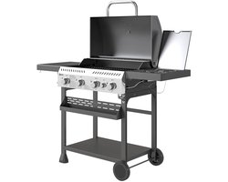 Gasbarbecue - Gasbarbecue en grill - 5 Branders - Met slang en thermometer - Zwart