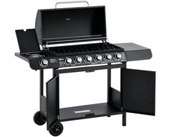 Gasbarbecue - Gasbarbecue en grill - 7 Branders - Met thermometer en mobiele grill - Zwart