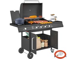 Outsunny - Gasbarbecue - Staal - 129,5L x 56B x 110H cm - Zwart