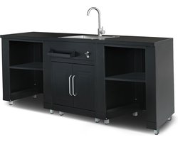 Oviala - 3-delige buitenkeuken met zwarte spoelbak - Memphis