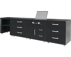 Oviala - 4-delige buitenkeuken met zwarte gaskachel - Memphis