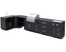 Oviala - Buitenkeuken hoekopstelling met 6 elementen, inclusief 2 spoelmodules - Memphis