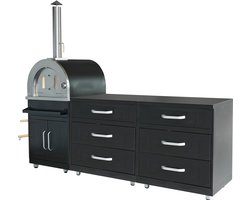 Oviala - elementen buitenkeuken met zwarte pizzaoven - Memphis