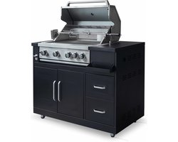 Oviala - Gasbarbecue met 4 branders en spit voor buitenkeuken - Memphis