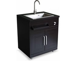 Oviala - Zwarte gootsteenkast met 2 deuren voor buitenkeuken - Memphis