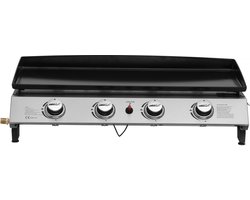 Plancha gas bbq gasgrill bakplaat 4 branders "Jolly" - 10 kW - Grijs