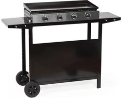 Tuinplancha tuin max merida - 4 lichten - op een kar - geëmailleerd staal - 75 x 35 cm - zwart