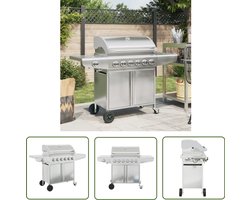 vidaXL Bbq - Gasbarbecue - Gasbarbecue met 7 branders roestvrij staal zilverkleurig - Buitengoed - Tuingereedschap - Barbecues