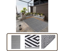 vidaXL Buitenkleed - 140x200 cm - Polypropyleen - Zwart Tuintapijt - Outdoor Vloerbedekking - Patio Dekens - Terrasdecoratie - Polypropylene Tapijt