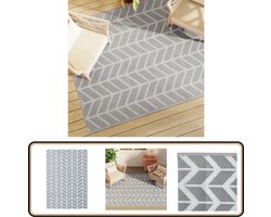 vidaXL Buitenkleed - 160x230 cm - Grijs - Jacquard Tuintapijt - Outdoor Tapijt - Patio Tapijt - Terras Tapijt - Veranda Tapijt