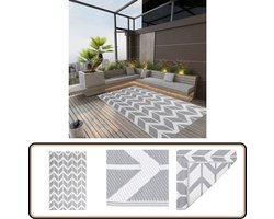 vidaXL Buitenkleed - 160x230 cm - Polypropyleen - Grijs Tuintapijt - Buitentapijt - Patio Tapijten - Terrasdecoratie - Lounge Set Dekking