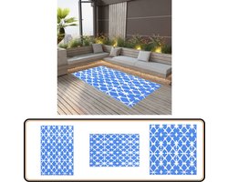 vidaXL Buitenkleed - 80x150 cm - Blauw en Wit Tuintapijt - Outdoor Tapijt - Patio Dekens - Terrasdecoratie - Blauwe Tapijten