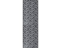 vidaXL - Buitenkleed - ARAKIL - 80x250 - cm - polypropeen - wit - en - zwart