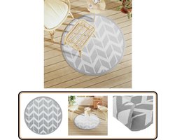 vidaXL Buitenkleed - Ø120 cm - Grijs - Polypropeen Tuintapijt - Outdoor Tapijt - Patio Dekentje - Veranda Tapijt - Rond Tapijt