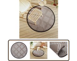 vidaXL Buitenkleed - Rond - 120 cm - Polypropeen - Bruin Tuintapijt - Outdoor Tapijt - Patio Dekentje - Veranda Kleden - Rond Tapijt
