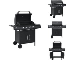 vidaXL Gas Barbecue - Gas Barbecues - Gas Bbq - Gas Bbq - Gasbarbecue 4+1 kookzone staal zwart