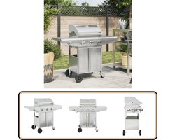 vidaXL Gasbarbecue 4 branders zilver RVS Gasbarbecue - Bbq - Buitengoed - Grill - Roestvaststaal