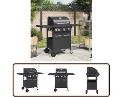 vidaXL Gasbarbecue 4 branders zwart staal Gasbarbecue - Buitengoed - Bbq - Barbecues - Buitenkeuken