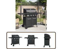 vidaXL Gasbarbecue 5 branders zwart staal Gasbarbecue - Buitengoed - Bbq - Grill - Staal